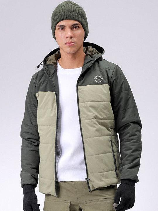 Colourblocked Slim Fit Puffer Jacket