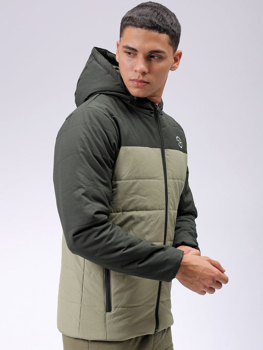 Colourblocked Slim Fit Puffer Jacket