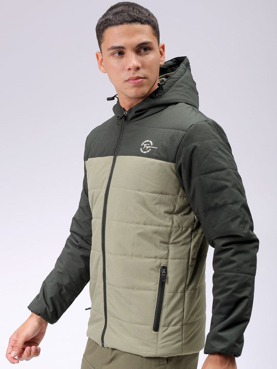 Colourblocked Slim Fit Puffer Jacket
