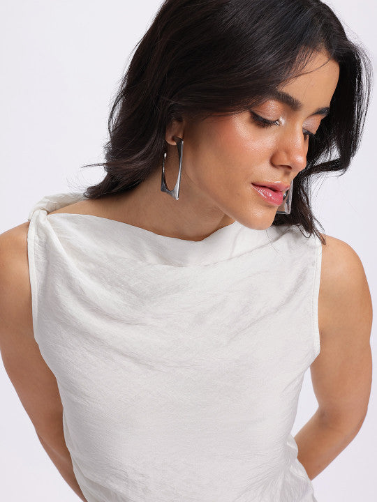 Boat Neck Asymmetric Hem Top