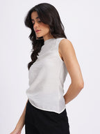 Boat Neck Asymmetric Hem Top