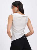 Boat Neck Asymmetric Hem Top