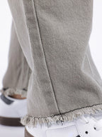 Barrel Fit Panelling Frayed Jeans