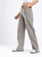 Barrel Fit Panelling Frayed Jeans