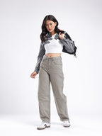 Barrel Fit Panelling Frayed Jeans