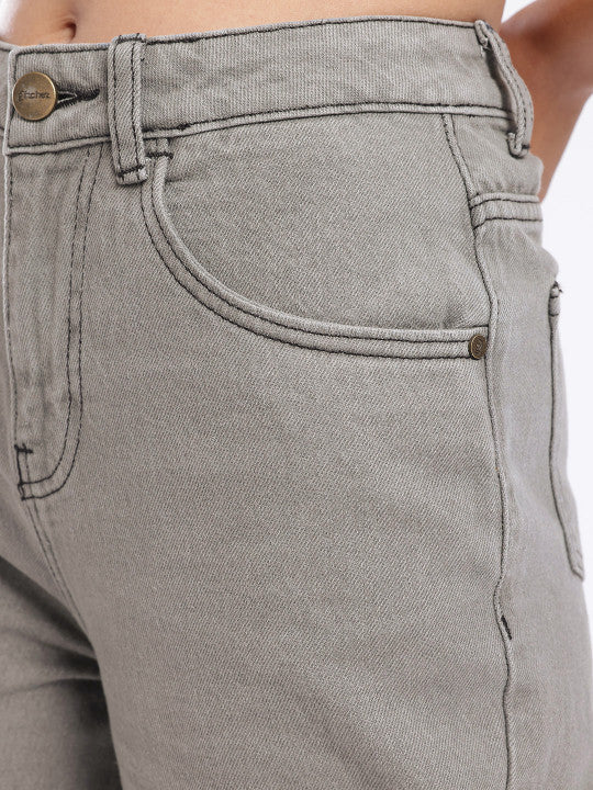 Barrel Fit Panelling Frayed Jeans
