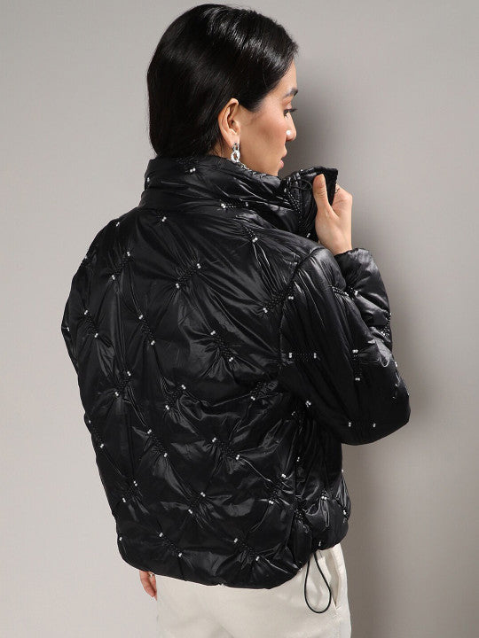 Black Embellished Puffer Jacket