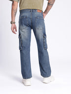 Fit Ripped Heavy Fade Cargo Jeans