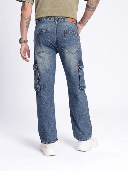 Fit Ripped Heavy Fade Cargo Jeans