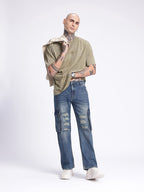 Fit Ripped Heavy Fade Cargo Jeans