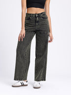 Cut Out Detail Baggy Fit Jeans