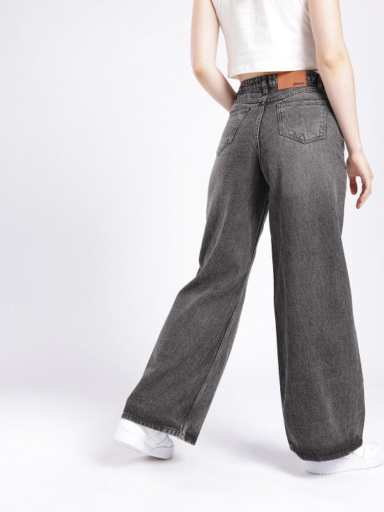 Distressed Wide Leg Light Fade Jeans