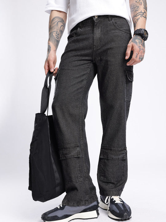 Relaxed Fit Cargo Style Jeans