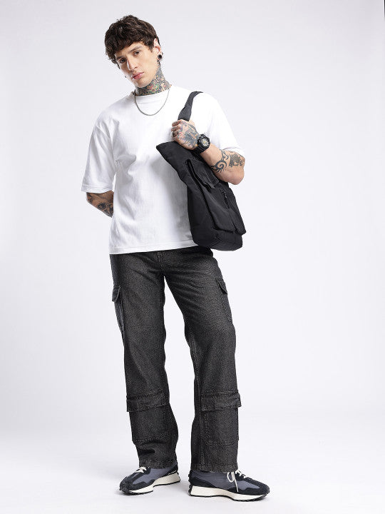 Relaxed Fit Cargo Style Jeans