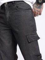 Relaxed Fit Cargo Style Jeans