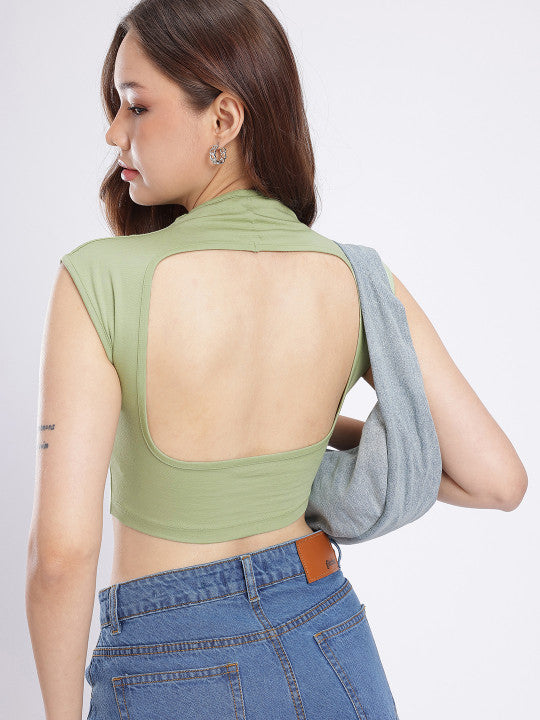 Cut Out Detailing Fitted Crop Top