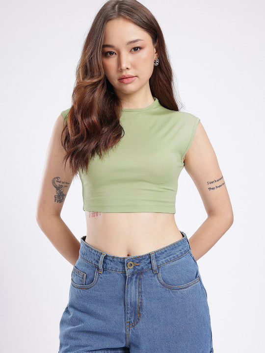 Cut Out Detailing Fitted Crop Top