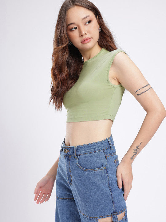 Cut Out Detailing Fitted Crop Top
