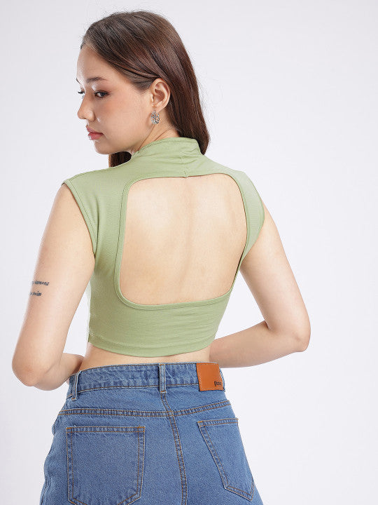 Cut Out Detailing Fitted Crop Top