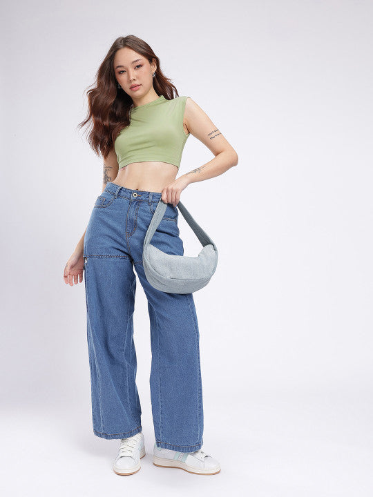 Cut Out Detailing Fitted Crop Top