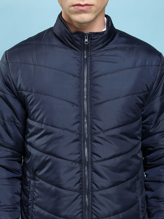 Solid High Neck Puffer Jacket