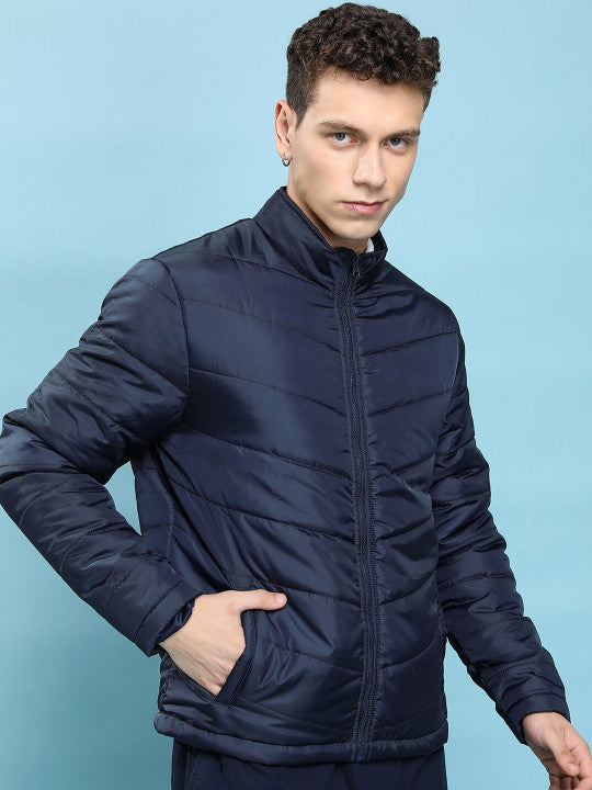 Solid High Neck Puffer Jacket