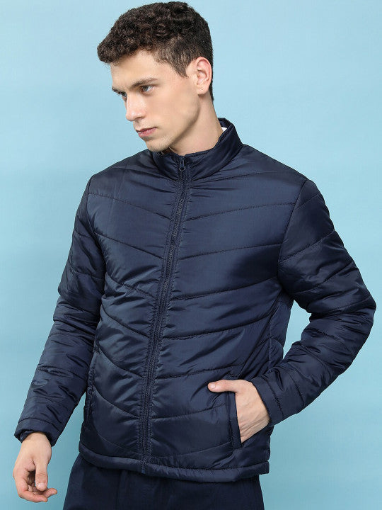 Solid High Neck Puffer Jacket