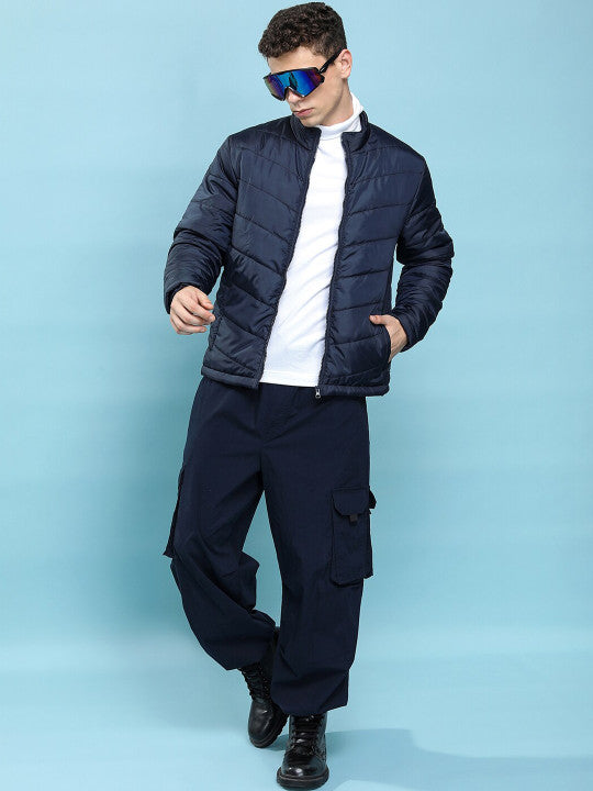 Solid High Neck Puffer Jacket