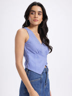 Striped Asymmetric Hem Tie-Up Wrap Top