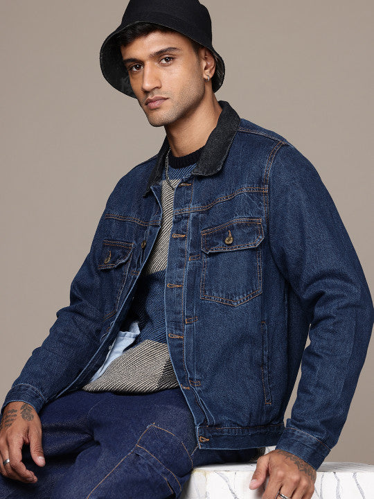 Pure Cotton Typography Denim Jacket