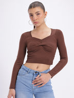Sweetheart Neck Twisted Crop Top