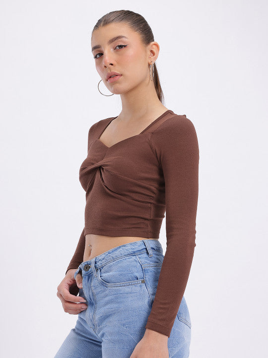 Sweetheart Neck Twisted Crop Top