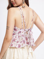 Floral Tie-Up Neck A-Line Top