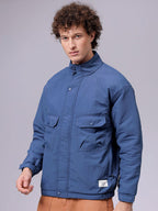 Men Mock Collar Solid Casual Padded Jacket