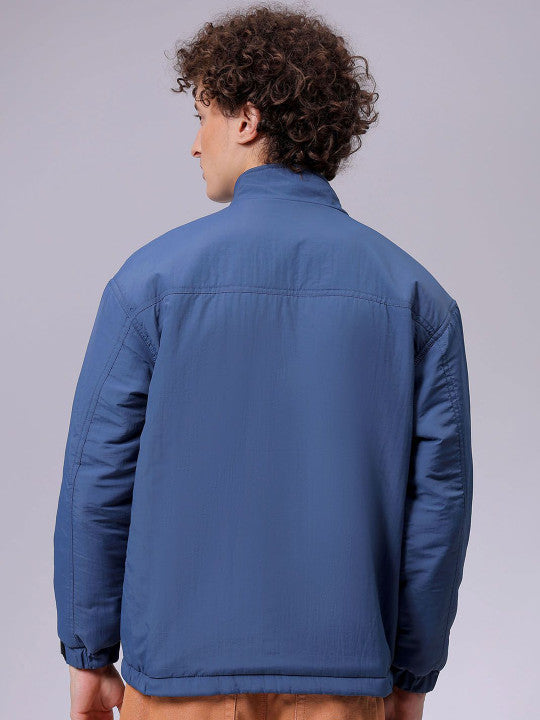 Men Mock Collar Solid Casual Padded Jacket