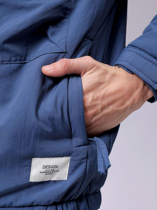 Men Mock Collar Solid Casual Padded Jacket