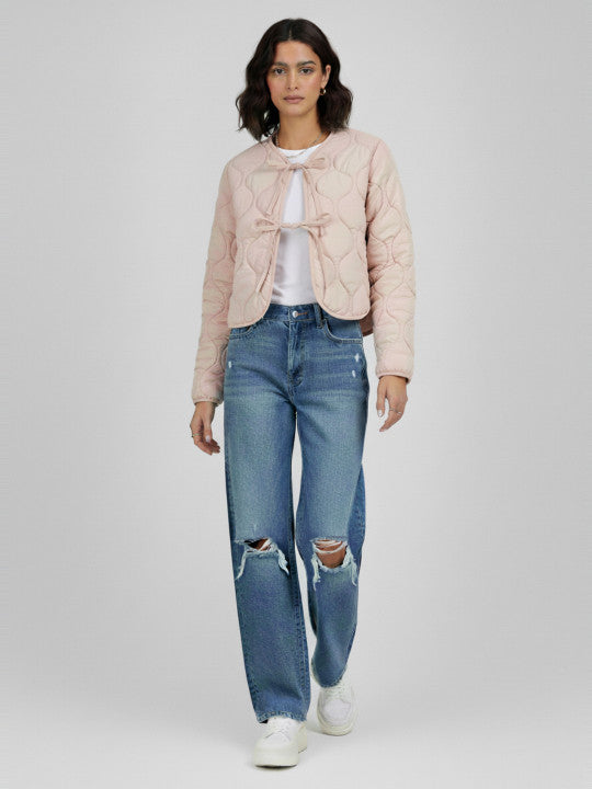 Padded Jacket with Tie-Up Closure