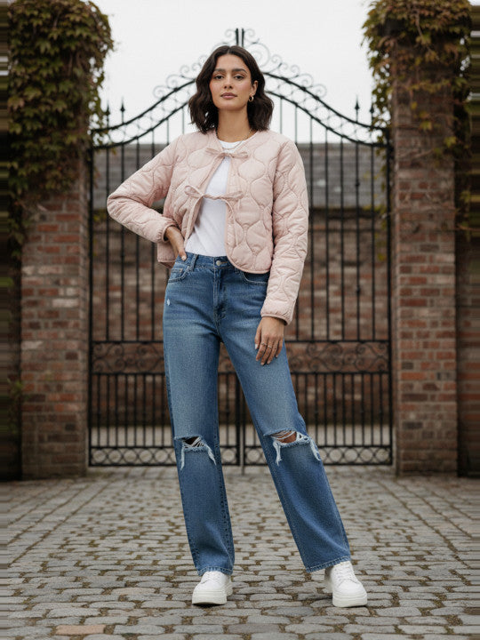 Padded Jacket with Tie-Up Closure