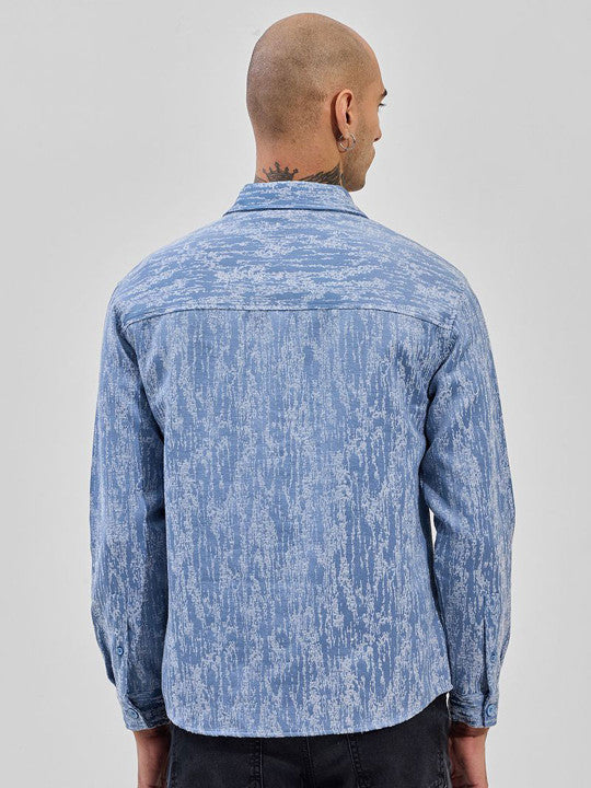 Men Relaxed Fit Spread Collar Textured Shirt