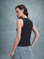 Asymmetric Button Closure Top