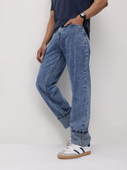 Cotton Straight Fit Mid-Rise Jeans