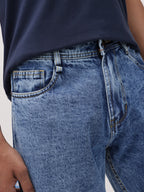 Cotton Straight Fit Mid-Rise Jeans