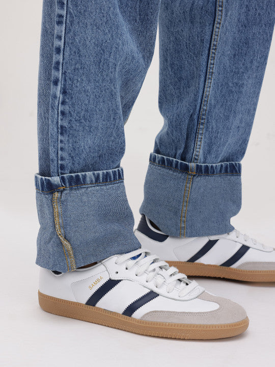 Cotton Straight Fit Mid-Rise Jeans