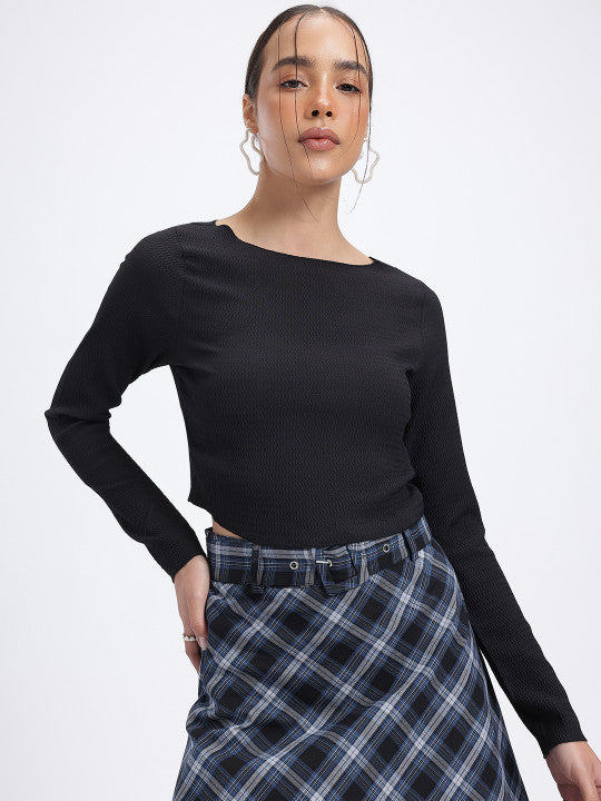 Chevron Textured Crop Top