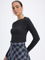 Chevron Textured Crop Top