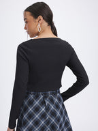 Chevron Textured Crop Top