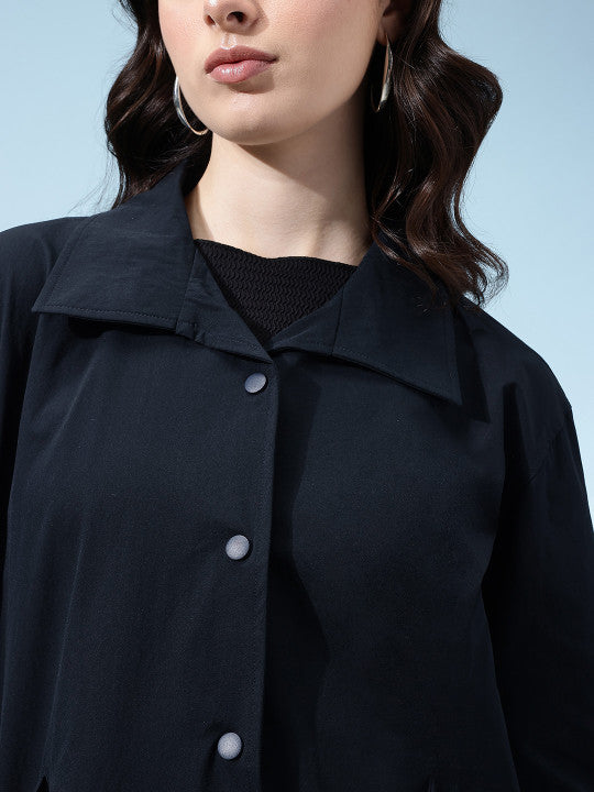 Longline Spread Collar Trench Jacket