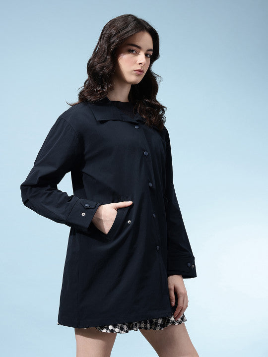 Longline Spread Collar Trench Jacket