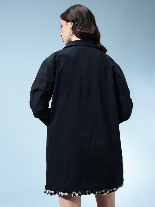 Longline Spread Collar Trench Jacket
