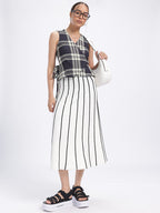 Checked Waistcoat Style Wrap Top
